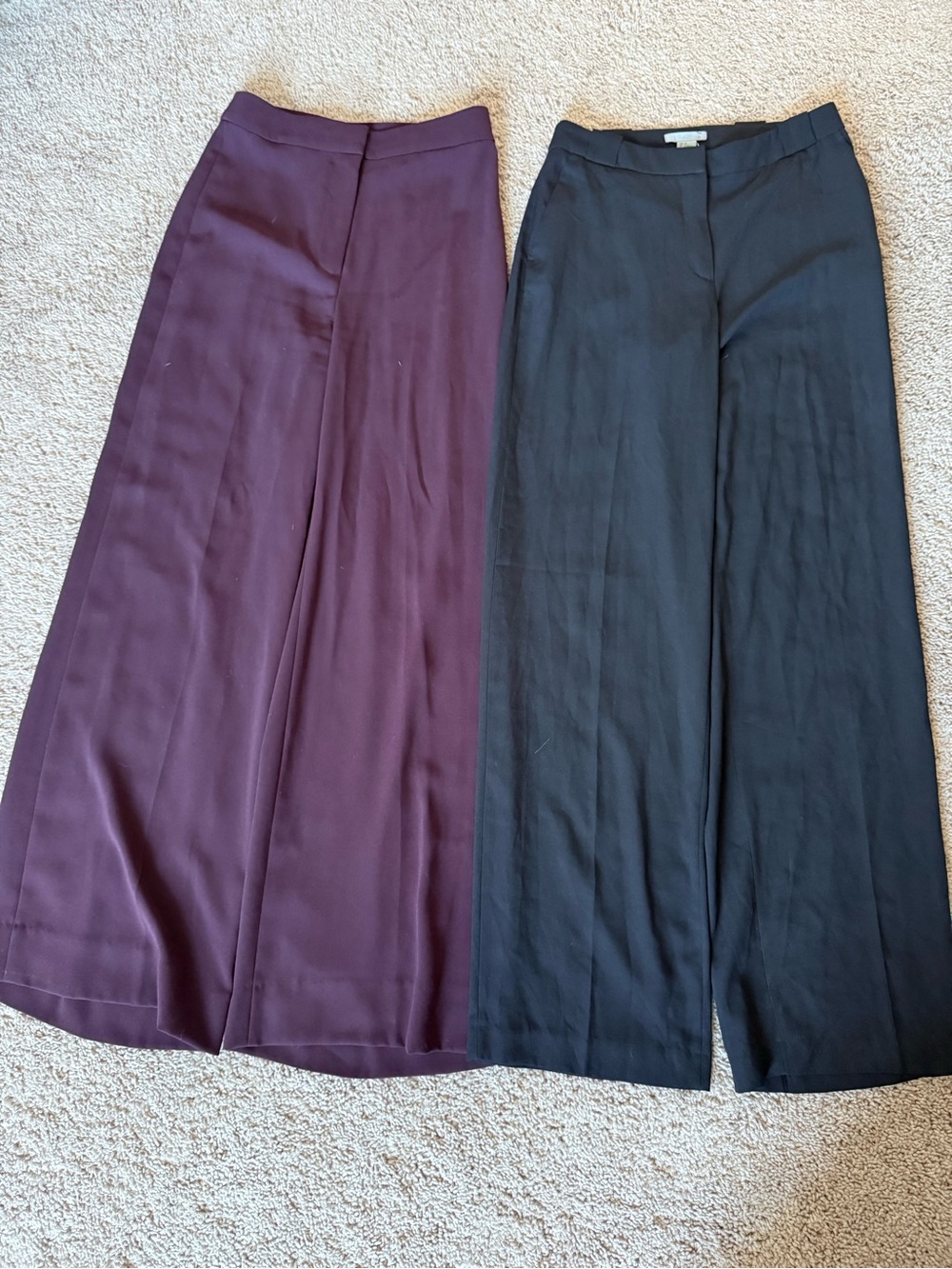 H&M Wide-Leg Slacks in Plum and Black
